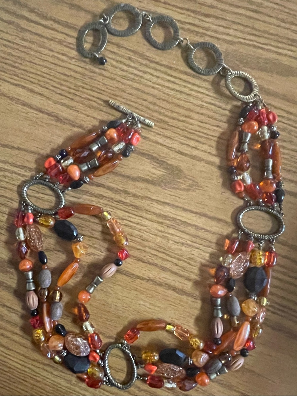 Boho Multi Strand Beaded Belt Convertible Wrap Necklace Carnelian Amber Orange